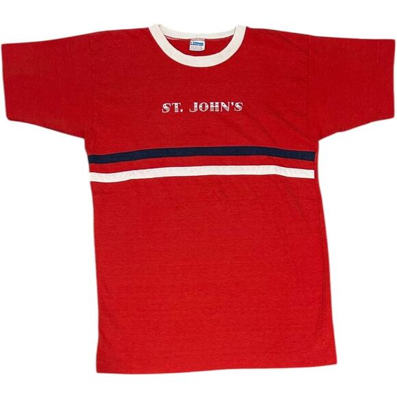 St.John’s University 80’s Striped Retro College Tee - Picture 1 of 6